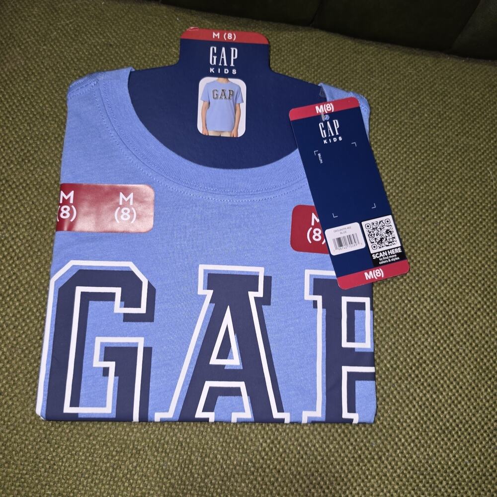 Gap Kids Medium Blue logo graphic TShirt NWT
